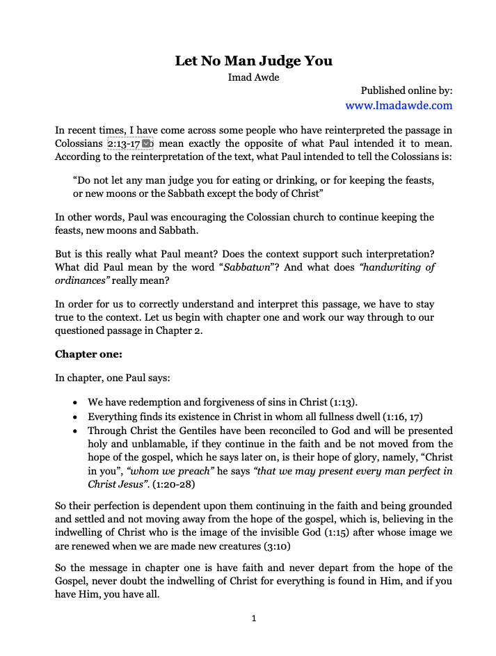 Let No Man Judge You